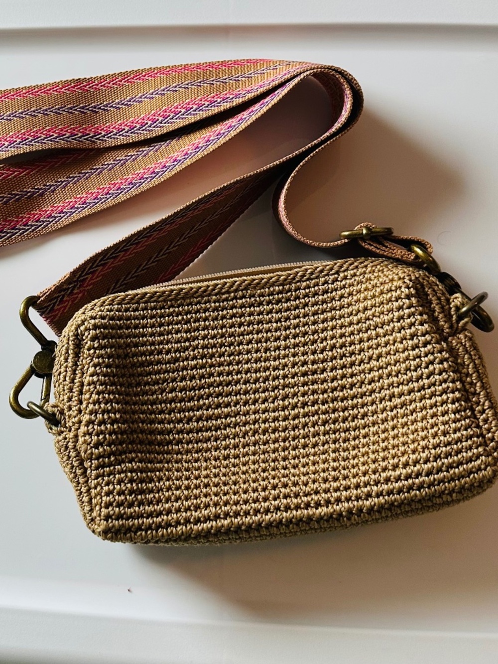 Like New - The Sak small natural bag with wide strap - adjustable